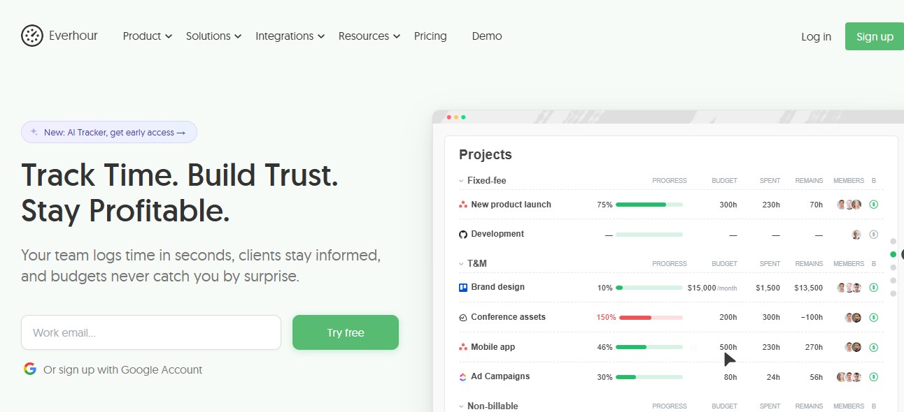 Everhour homepage